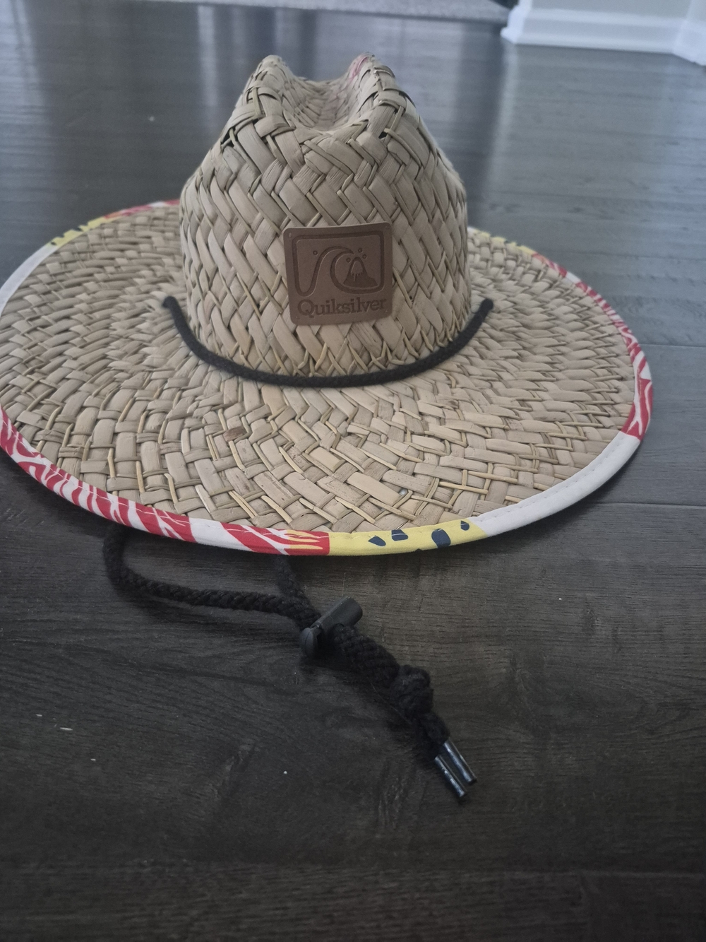 Quiksilver Straw Lifeguard Sun Hat Tropical Print Under Brim Size S/M